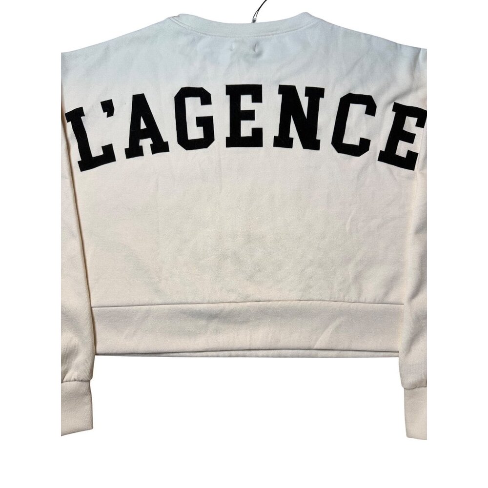 L’AGENCE Luvia Ivory Cropped Sweatshirt Rare Sold-Out Icon New With Tags Medium - Picture 4 of 16